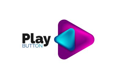 Oynat, ok ya da indir düğmesi simgesi, minimal tasarım iş logosu şablonu. 3d geometrik kalın ve renk karışımı basamakları olan kabartma stili. Duvar kağıdı, bayrak, arkaplan, kart için vektör illüstrasyonu
