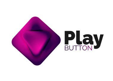 Oynat, ok ya da indir düğmesi simgesi, minimal tasarım iş logosu şablonu. 3d geometrik kalın ve renk karışımı basamakları olan kabartma stili. Duvar kağıdı, bayrak, arkaplan, kart için vektör illüstrasyonu