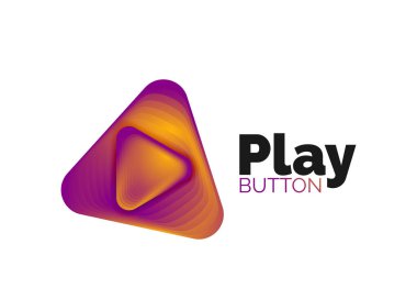 Oynat, ok ya da indir düğmesi simgesi, minimal tasarım iş logosu şablonu. 3d geometrik kalın ve renk karışımı basamakları olan kabartma stili. Duvar kağıdı, bayrak, arkaplan, kart için vektör illüstrasyonu