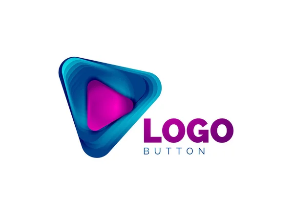 Juega, flecha o descargar icono de botón, diseño mínimo de la plantilla de logotipo de negocios. 3d geométrico negrita en estilo de relieve con efecto de pasos de mezcla de color. Ilustración vectorial para fondo de pantalla, Banner, Fondo, Tarjeta — Archivo Imágenes Vectoriales