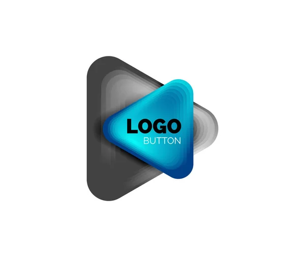 Play, Pfeil oder Download-Taste Symbol, minimales Design Business-Logo-Vorlage. 3D geometrische Fett im Relief-Stil mit Farbüberblendungseffekt. Vektor-Illustration für Tapete, Banner, Hintergrund, Karte — Stockvektor