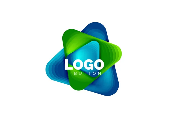 Spela, pil eller ladda ner knapp ikon, minimal design företag logotyp mall. 3D geometriska fet i relief stil med färg blandning steg effekt. Vektor Illustration för Bakgrund, Banner, Bakgrund, Kort — Stock vektor