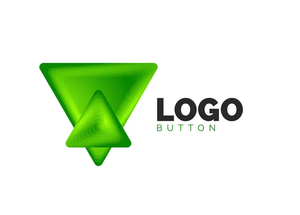 Modello di logo geometrico icona triangolo. Design geometrico minimale, simbolo geometrico in grassetto 3d in stile rilievo con effetto passi di fusione del colore. Illustrazione vettoriale per pulsante, banner, sfondo — Vettoriale Stock