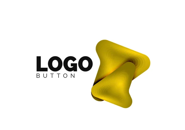 Modèle de logo flèche. Ou jouer ou télécharger le modèle de logotype de bouton. Conception géométrique minimale, symbole gras géométrique 3d en style relief avec effet d'étapes de mélange de couleurs. Illustration vectorielle — Image vectorielle