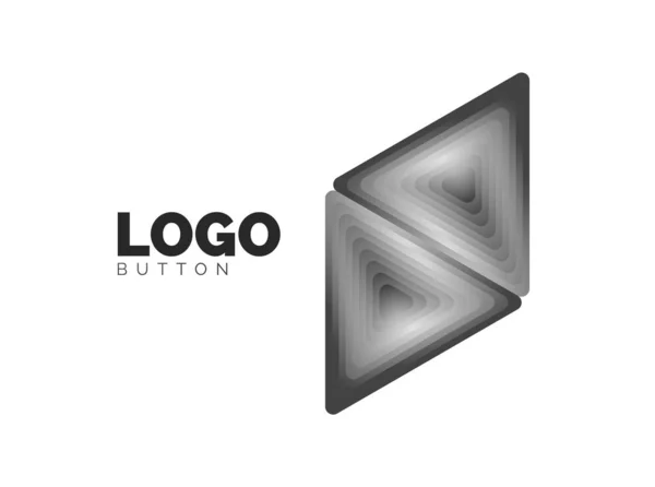 Modelo geométrico do logotipo do ícone do triângulo. Design geométrico mínimo, símbolo 3D em negrito geométrico em estilo de relevo com efeito de etapas de mistura de cores. Ilustração do vetor para o botão, bandeira, fundo — Vetor de Stock