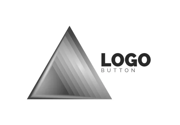 Modèle de logo géométrique icône triangle. Conception géométrique minimale, symbole gras géométrique 3d en style relief avec effet d'étapes de mélange de couleurs. Illustration vectorielle pour bouton, bannière, fond — Image vectorielle