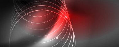 Parlak neon techno şablonu. Neon hatları arka plan, 80s tarzı lazer ışınları