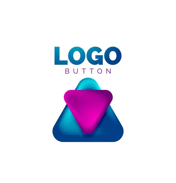 Play, arrow or download button icon, minimal design business logo template. 3d geometric bold in relief style with color blend steps effect. Vector Illustration For Wallpaper, Banner, Background, Card — Stock Vector