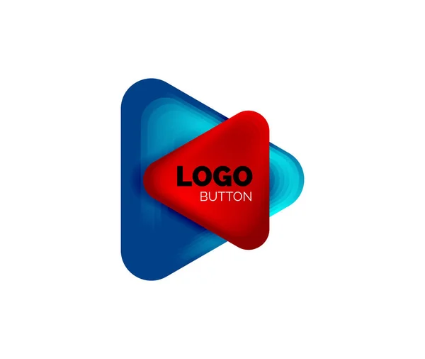 Играть, стрелка или кнопка загрузки значок, минимальный дизайн шаблон логотипа компании. 3D геометрический жирный в рельефном стиле с эффектом смешивания цветов. Векторная иллюстрация для обоев, баннера, фона, карты — стоковый вектор