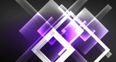 Siyah, modern şablon neon parlak renk kareler