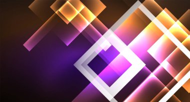 Parlak neon tasarım kare şekil soyut arka plan. Retro vektör soyut tasarım afiş şablonu