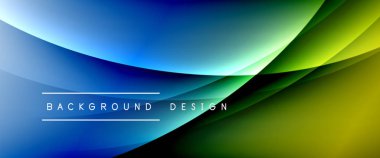 Gölgeli sıvı çizgiler ve eğimli arkaplanda ışık salla. Dinamik düz gölge çizgisi etkisi olan basit akışkan renk gradyanı soyut arkaplan