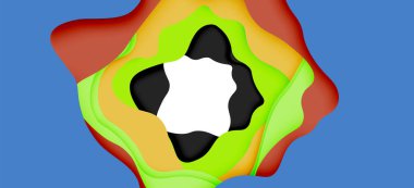 Soyut geometrik desen. 3D kağıt katmanları renkli dalga arka plan kesti. Origami Web arka plan için soyut dalgalar kesti