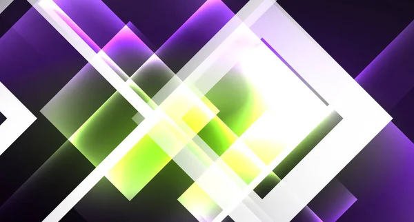 Неонові блискучі кольорові квадрати на чорному, сучасному шаблоні — стоковий вектор