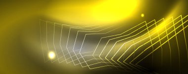 Parlak neon techno şablonu. Neon hatları arka plan, 80s tarzı lazer ışınları