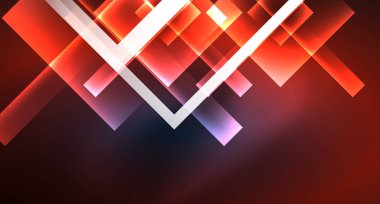 Neon parlayan tekno kare dikdörtgen çizgiler, mavi hi-tech fütüristik soyut arka plan