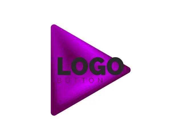 Szablon geometrycznego logo trójkąta. Minimalna geometryczna konstrukcja, pogrubiony symbol 3D w stylu reliefu z efektem mieszanki kolorów. Ilustracja wektorowa przycisku, sztandar, tło — Wektor stockowy