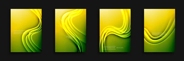 Wave covers set with fluid gradients. Dynamic trendy abstract background with flowing wavy lines. Vector Illustration — Stock Vector