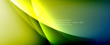 Gölgeli sıvı çizgiler ve eğimli arkaplanda ışık salla. Dinamik düz gölge çizgisi etkisi olan basit akışkan renk gradyanı soyut arkaplan