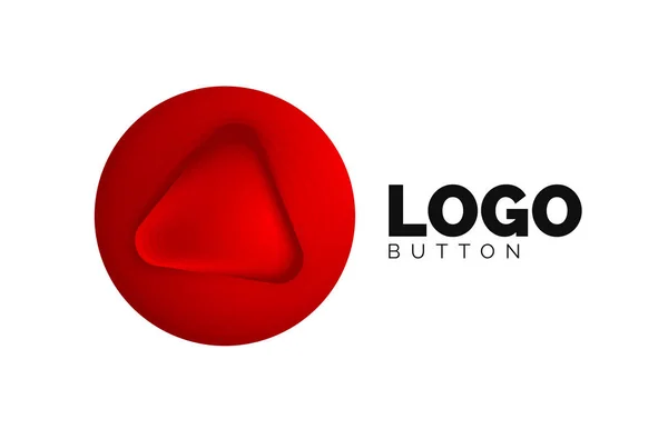 Juega, flecha o descargar icono de botón, diseño mínimo de la plantilla de logotipo de negocios. 3d geométrico negrita en estilo de relieve con efecto de pasos de mezcla de color. Ilustración vectorial para fondo de pantalla, Banner, Fondo, Tarjeta — Archivo Imágenes Vectoriales