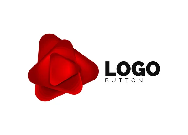 Играть, стрелка или кнопка загрузки значок, минимальный дизайн шаблон логотипа компании. 3D геометрический жирный в рельефном стиле с эффектом смешивания цветов. Векторная иллюстрация для обоев, баннера, фона, карты — стоковый вектор