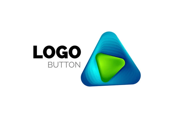 Juega, flecha o descargar icono de botón, diseño mínimo de la plantilla de logotipo de negocios. 3d geométrico negrita en estilo de relieve con efecto de pasos de mezcla de color. Ilustración vectorial para fondo de pantalla, Banner, Fondo, Tarjeta — Vector de stock