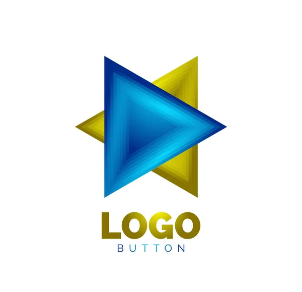 Plantilla de logotipo geométrico de icono de triángulo. Diseño geométrico mínimo, símbolo en negrita geométrica 3d en estilo de relieve con efecto de pasos de mezcla de color. Ilustración vectorial para botón, bandera, fondo — Archivo Imágenes Vectoriales