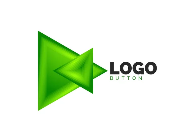 Modello di logo geometrico icona triangolo. Design geometrico minimale, simbolo geometrico in grassetto 3d in stile rilievo con effetto passi di fusione del colore. Illustrazione vettoriale per pulsante, banner, sfondo — Vettoriale Stock