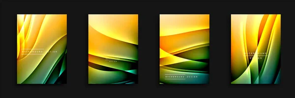 Wave covers bezet met vloeistofgradiënten. Dynamische trendy abstracte achtergrond met golvende lijnen. Vector Illustratie — Stockvector