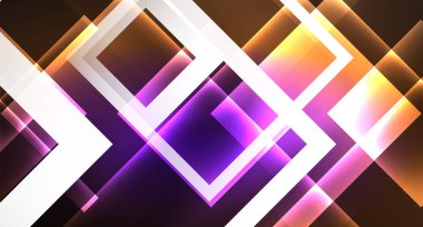 Parlak neon tasarım kare şekil soyut arka plan. Retro vektör soyut tasarım afiş şablonu