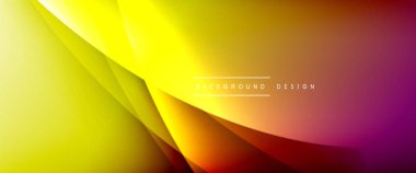 Gölgeli sıvı çizgiler ve eğimli arkaplanda ışık salla. Dinamik düz gölge çizgisi etkisi olan basit akışkan renk gradyanı soyut arkaplan