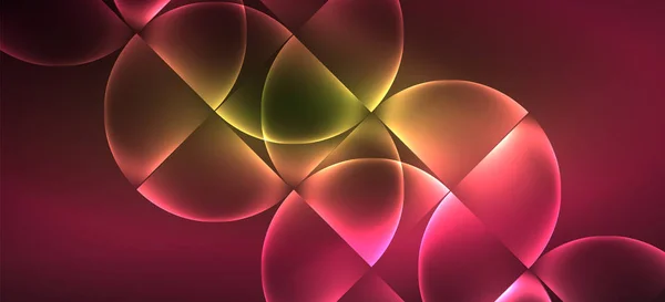 Техно светящиеся геометрические формы стекла векторный фон, футуристический темный шаблон с неоновыми световыми эффектами и простыми формами — стоковый вектор