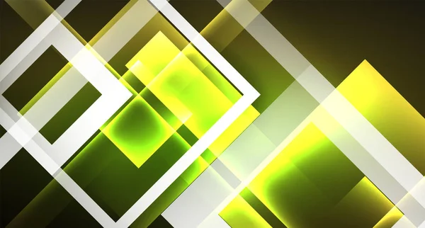 Glanzende Neon design vierkante vorm abstracte achtergrond. Retro vector abstract ontwerp banner sjabloon — Stockvector