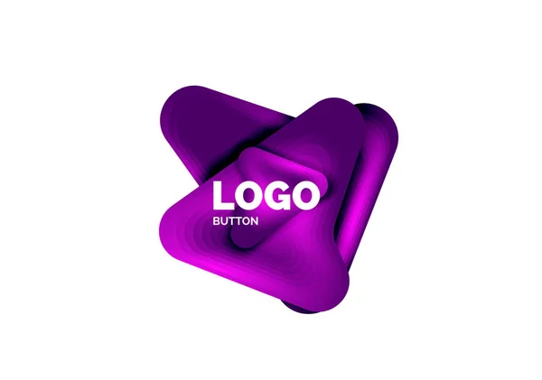 Modèle de logo flèche. Ou jouer ou télécharger le modèle de logotype de bouton. Conception géométrique minimale, symbole gras géométrique 3d en style relief avec effet d'étapes de mélange de couleurs. Illustration vectorielle — Image vectorielle