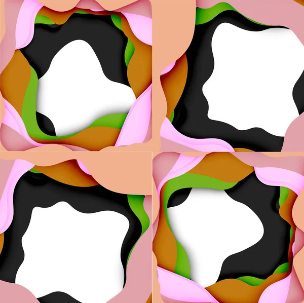 Padrão geométrico abstrato. camadas de papel 3d cortar fundo onda colorida. Origami recortou ondas abstratas para fundo web —  Vetores de Stock