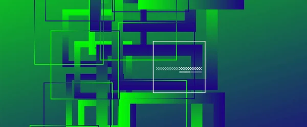 Fundo abstrato com formas geométricas quadradas ou retangulares simples. Modelo geométrico com gradientes de fluido. Design de linha, conceito de tecnologia. Ilustração vetorial para papel de parede, fundo da bandeira — Vetor de Stock