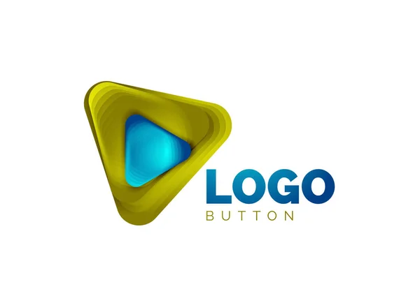 Juega, flecha o descargar icono de botón, diseño mínimo de la plantilla de logotipo de negocios. 3d geométrico negrita en estilo de relieve con efecto de pasos de mezcla de color. Ilustración vectorial para fondo de pantalla, Banner, Fondo, Tarjeta — Vector de stock