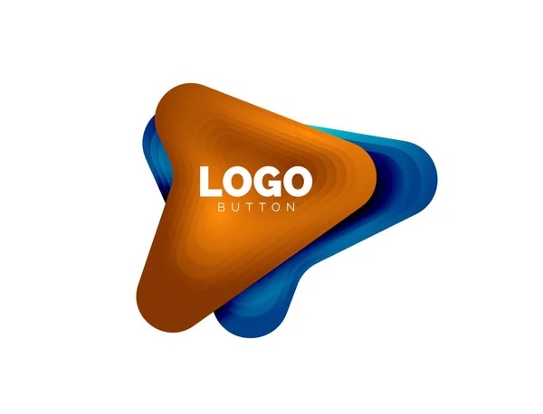 Pfeil-Logo-Vorlage. oder spielen oder herunterladen Button Logotyp Vorlage. minimales geometrisches Design, 3D-geometrisches fettes Symbol im Reliefstil mit Effekt der Farbmischung. Vektorillustration — Stockvektor