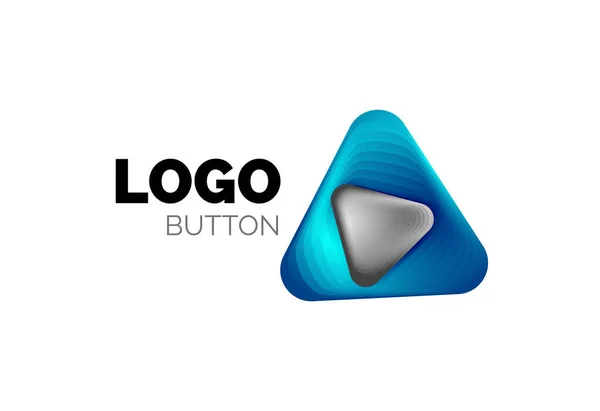 Juega, flecha o descargar icono de botón, diseño mínimo de la plantilla de logotipo de negocios. 3d geométrico negrita en estilo de relieve con efecto de pasos de mezcla de color. Ilustración vectorial para fondo de pantalla, Banner, Fondo, Tarjeta — Archivo Imágenes Vectoriales