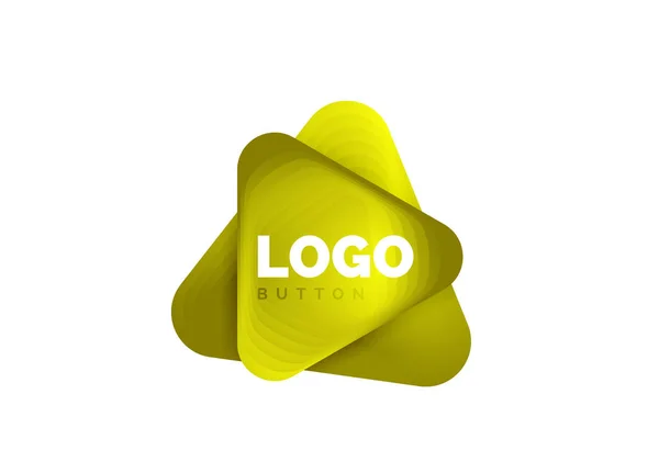 Juega, flecha o descargar icono de botón, diseño mínimo de la plantilla de logotipo de negocios. 3d geométrico negrita en estilo de relieve con efecto de pasos de mezcla de color. Ilustración vectorial para fondo de pantalla, Banner, Fondo, Tarjeta — Archivo Imágenes Vectoriales