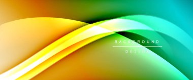 Dinamik akışkan renk gradyan soyut arkaplan ve akıcı dalga çizgileri. Vektör İllüstrasyonu