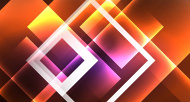 Siyah, modern şablon neon parlak renk kareler