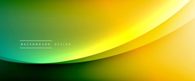 Gölgeli sıvı çizgiler ve eğimli arkaplanda ışık salla. Dinamik düz gölge çizgisi etkisi olan basit akışkan renk gradyanı soyut arkaplan