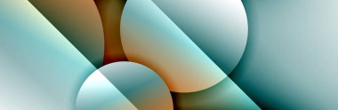 Dinamik trend geometrik soyut arka plan. Çemberler, yuvarlak şekiller üç boyutlu gölge efektleri ve sıvı eğimleri. Modern üst üste bindirme biçimleri