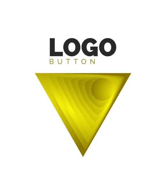 Šablona geometrického loga ikony trojúhelníku. Minimální geometrický design, 3D geometrický tučný symbol v reliéfním stylu s efektem barevné směsi kroků. Vektorová ilustrace pro tlačítko, nápis, pozadí — Stockový vektor