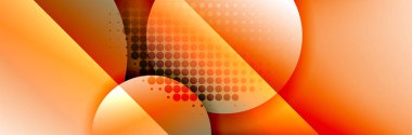 Dinamik trend geometrik soyut arka plan. Çemberler, yuvarlak şekiller üç boyutlu gölge efektleri ve sıvı eğimleri. Modern üst üste bindirme biçimleri