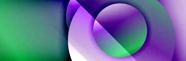Dynamische trendige geometrische abstrakte Hintergrund. Kreise, runde Formen, 3D-Schatteneffekte und fließende Gradienten. moderne sich überlappende runde Formen — Stockvektor