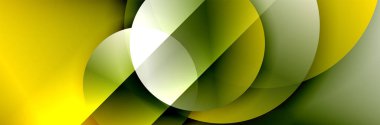 Dinamik trend geometrik soyut arka plan. Çemberler, yuvarlak şekiller üç boyutlu gölge efektleri ve sıvı eğimleri. Modern üst üste bindirme biçimleri