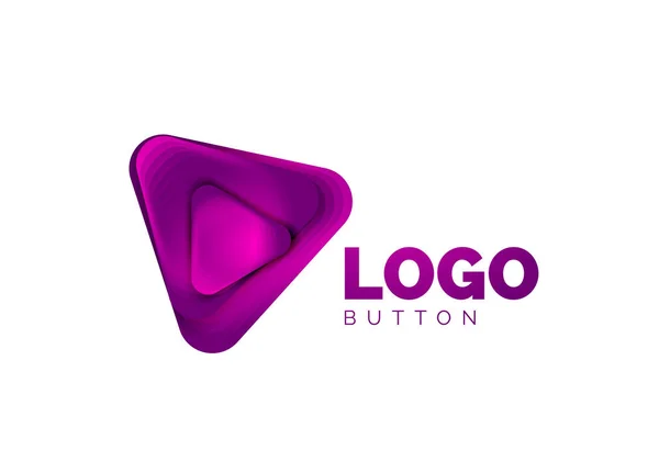 Juega, flecha o descargar icono de botón, diseño mínimo de la plantilla de logotipo de negocios. 3d geométrico negrita en estilo de relieve con efecto de pasos de mezcla de color. Ilustración vectorial para fondo de pantalla, Banner, Fondo, Tarjeta — Vector de stock