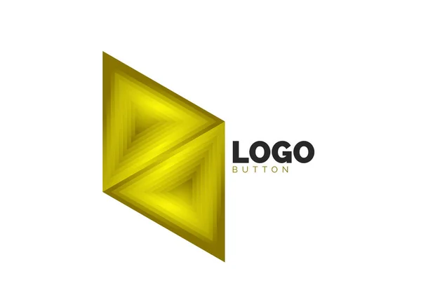 三角形アイコン幾何学ロゴテンプレート。最小限の幾何学的なデザイン、色のブレンドステップ効果と救済スタイルの3D幾何学的な太字のシンボル。ボタン、バナー、背景用ベクトルイラスト — ストックベクタ